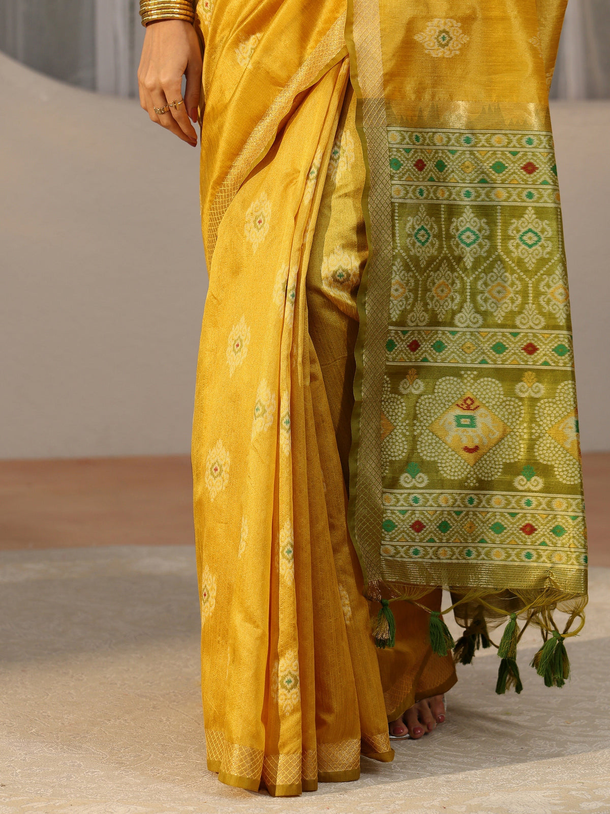 Anouk Mustard Woven Design Silk Blend Saree