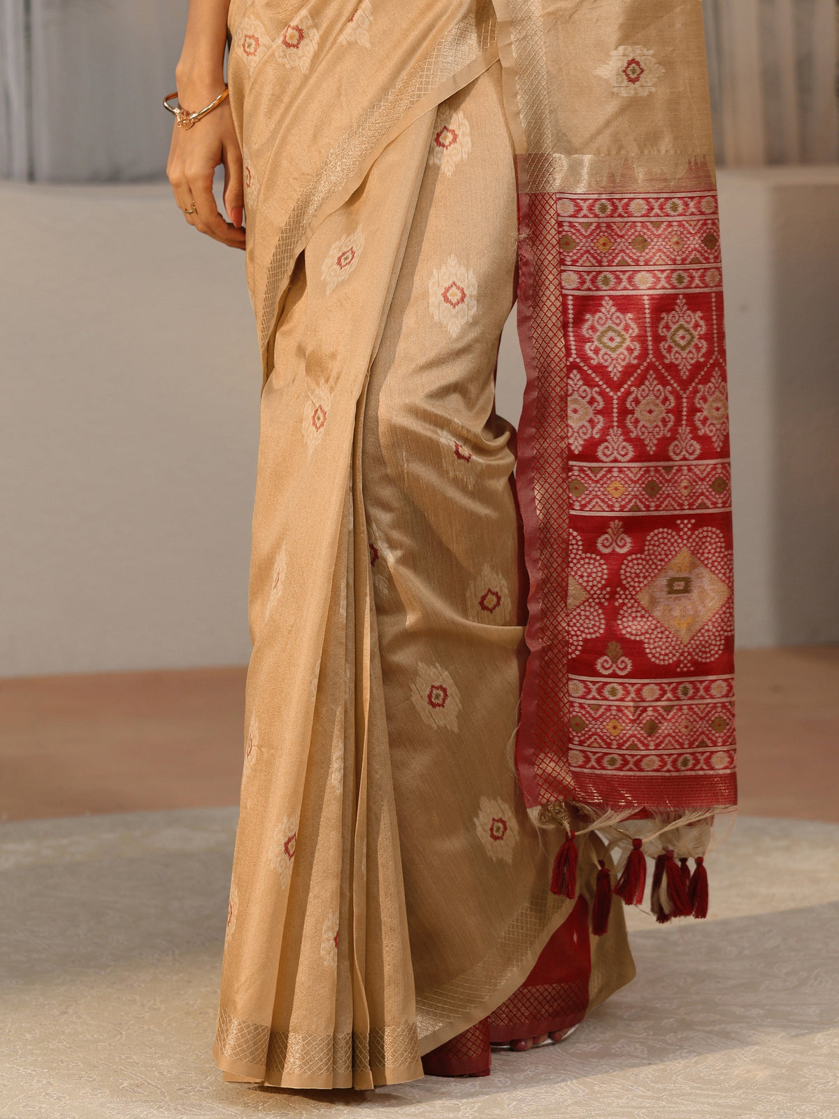 Anouk Gold Woven Design Silk Blend Saree