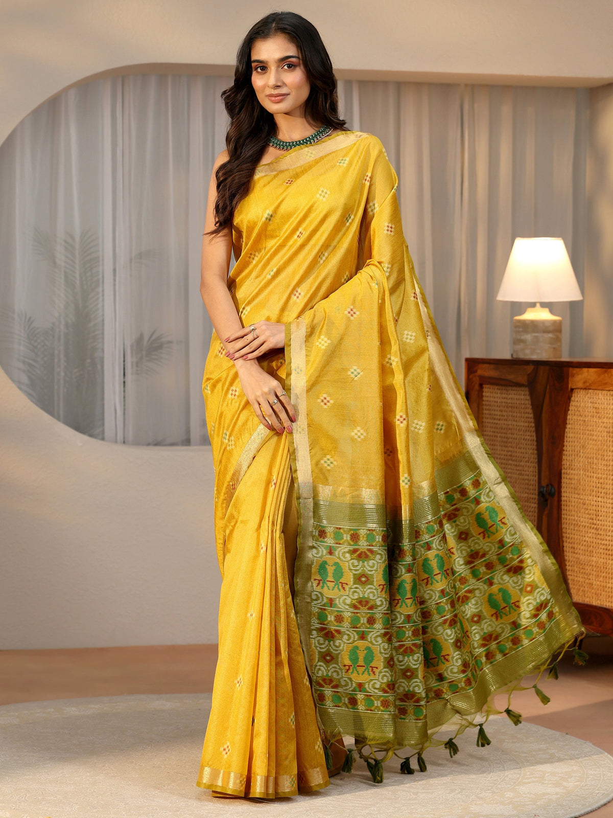 Anouk Mustard Woven Design Silk Blend Saree