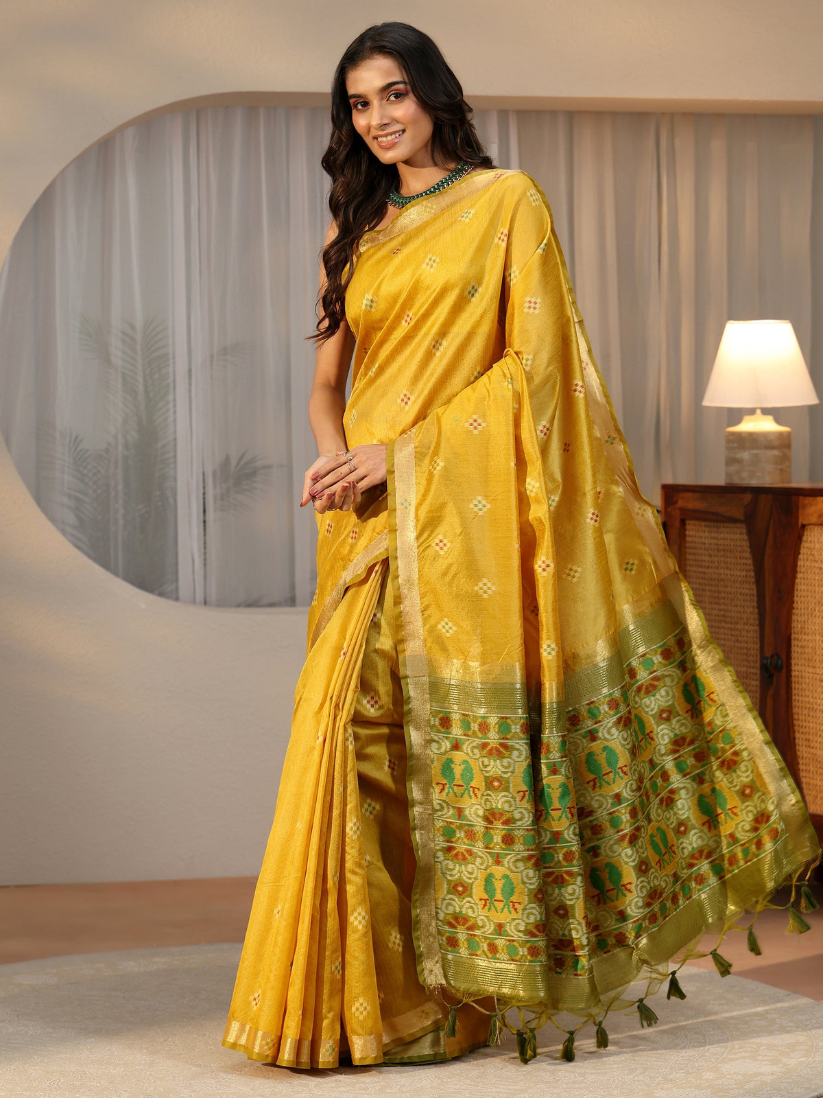 Anouk Mustard Woven Design Silk Blend Saree