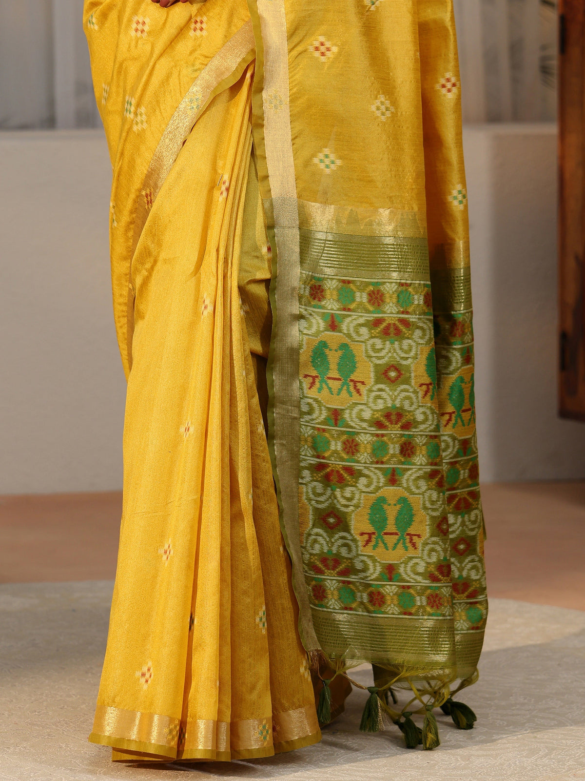 Anouk Mustard Woven Design Silk Blend Saree