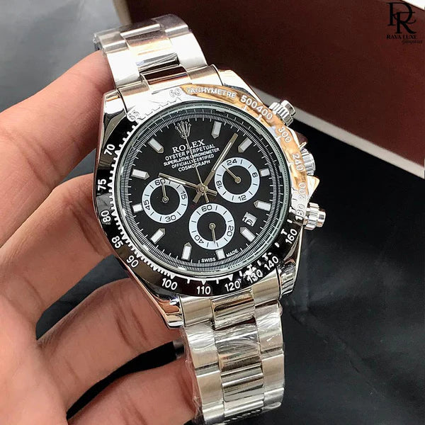 Role_x Daytona Silver/Black Chain Watch