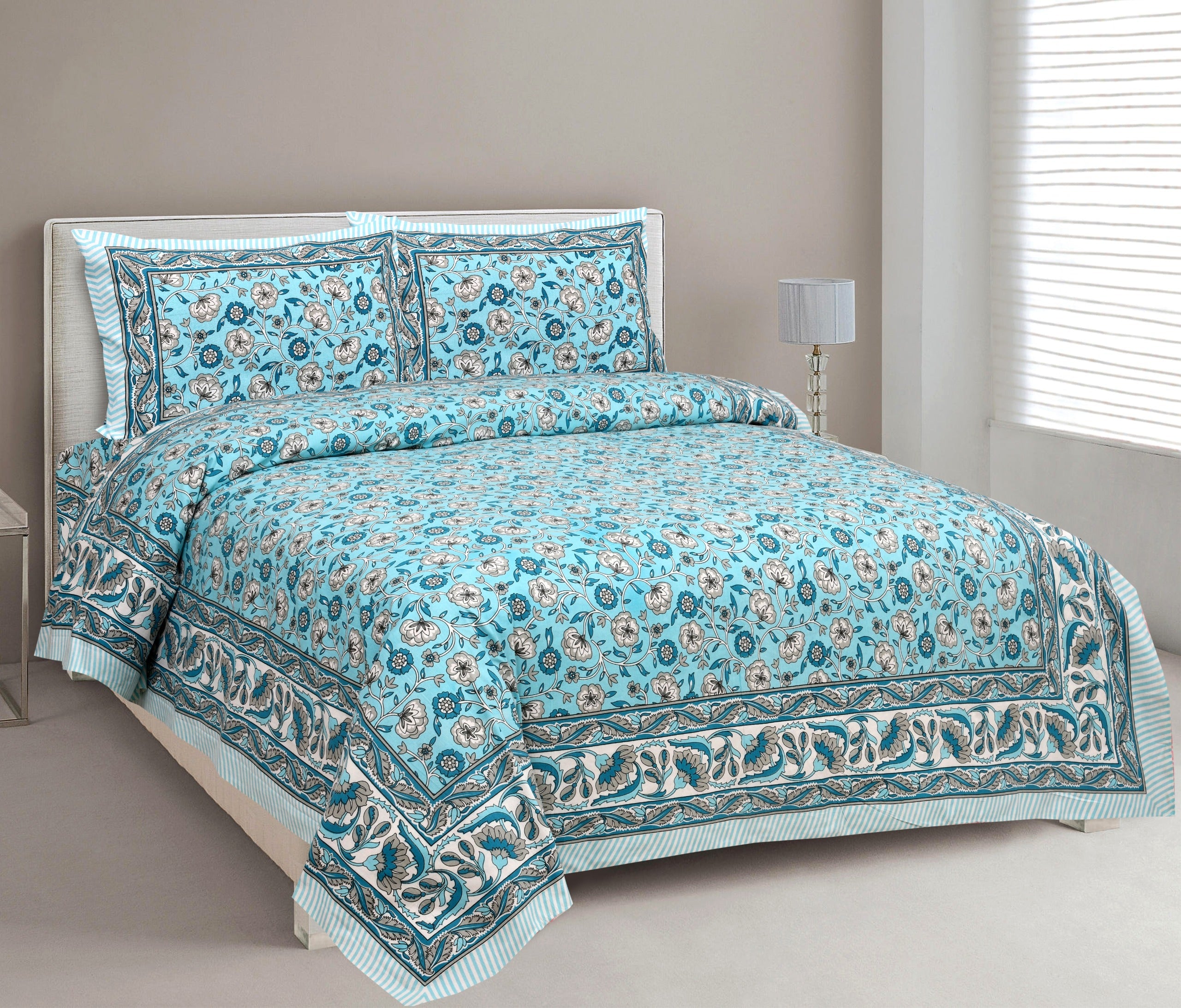 King Size Bed Sheet Set with Zippered Pillow Covers (Cotton-Viscose Blend)