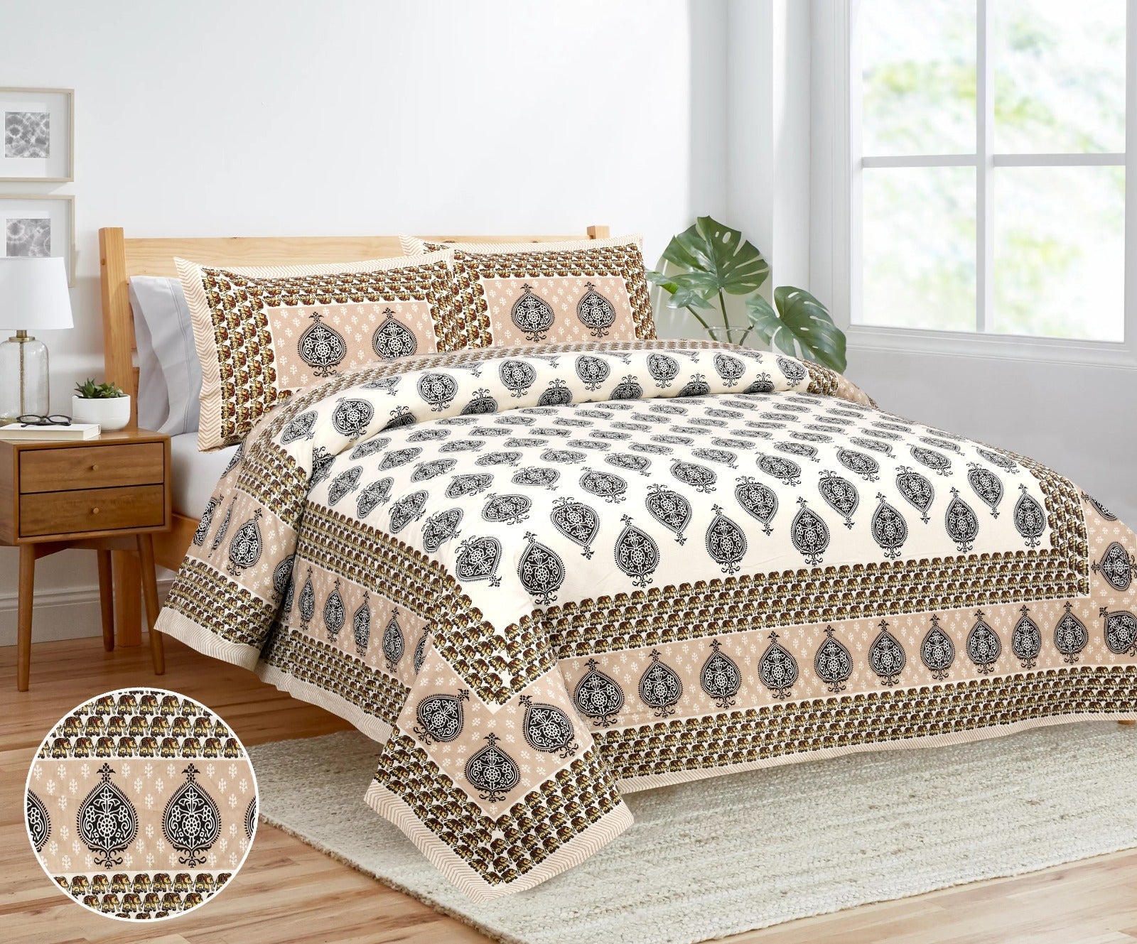 King Size Bedsheet Set in Cotton-Viscose Blend