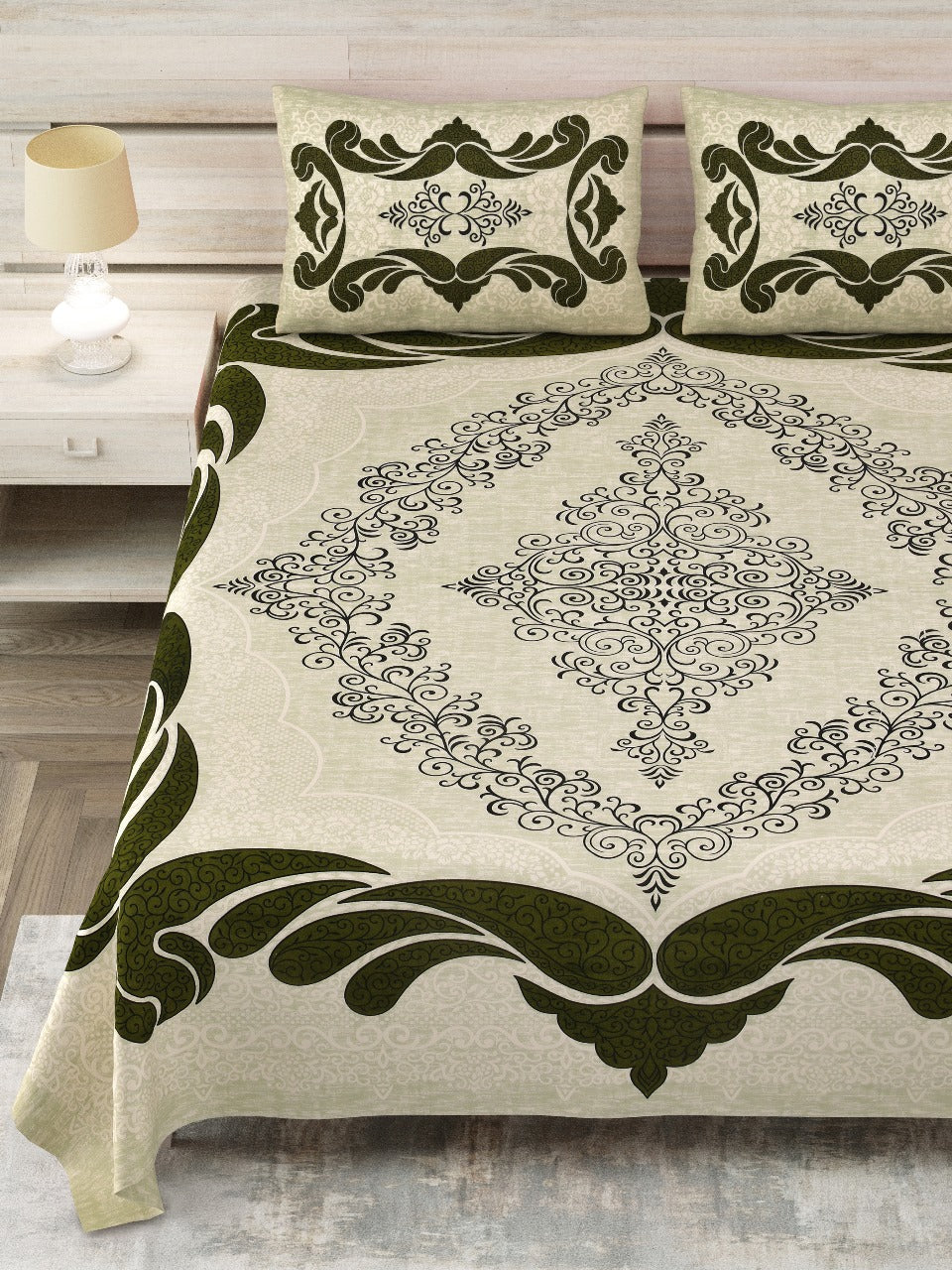 Cotton Viscose Blend Bed Sheet Set - King Size (Includes Pillowcases)