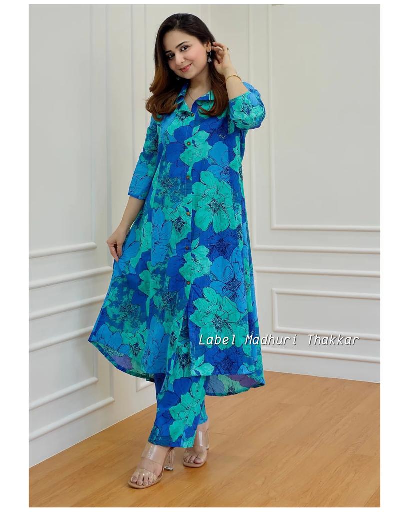 Blue Cotton Co-ord Set