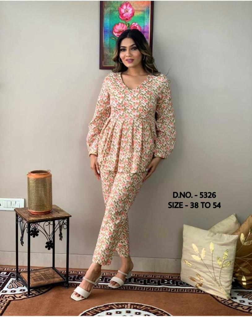 Hand Block Printed Rayon Kurti Set