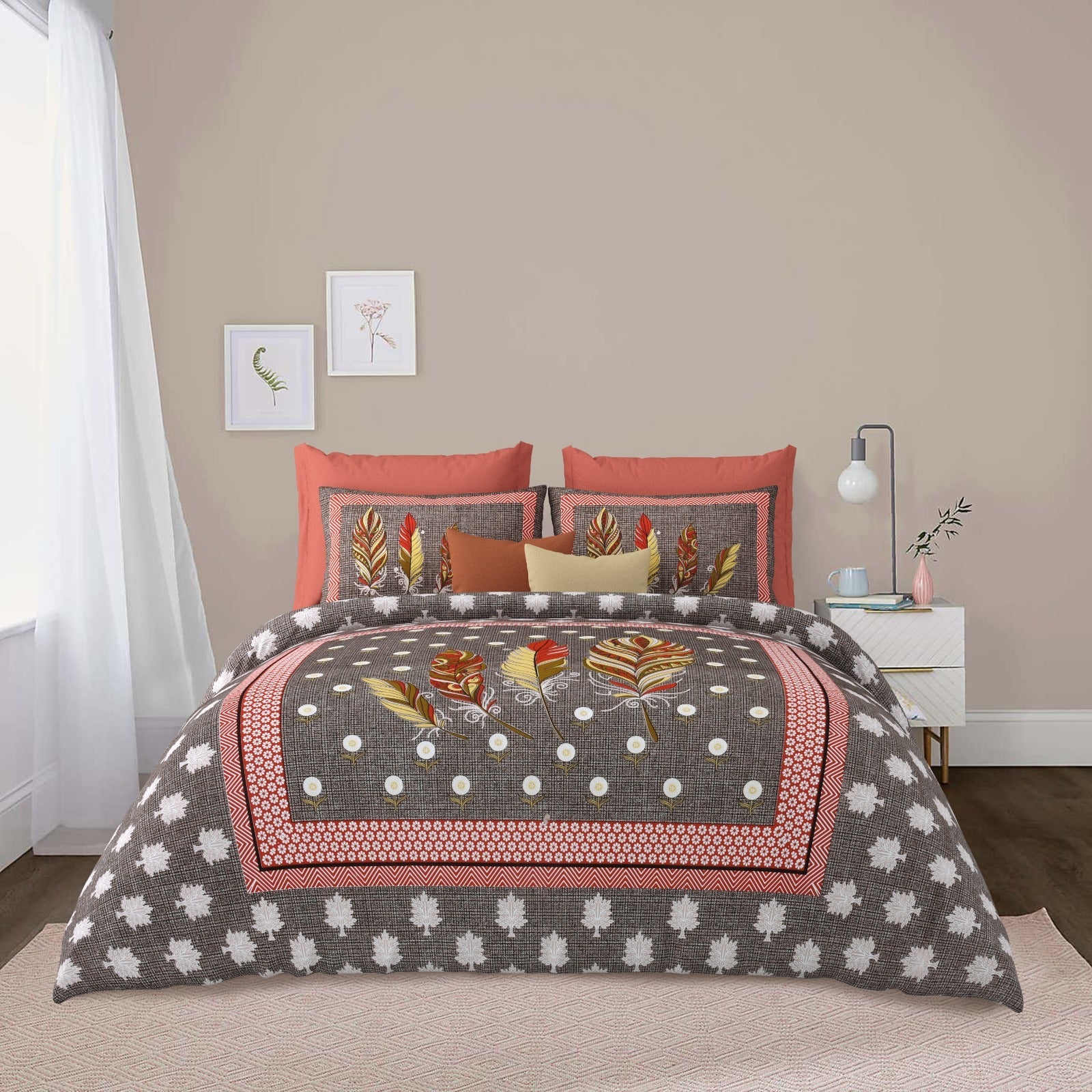 100"x100" Cotton Bed Sheet with Flap Pillowcases (18"x27")