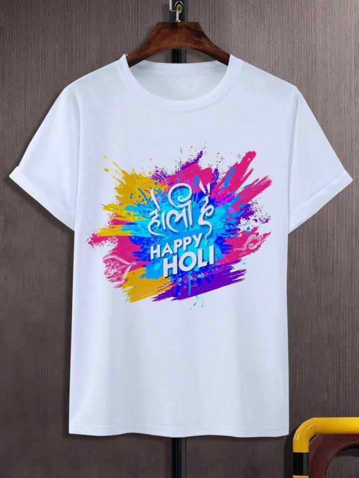 Holi Special Rayon Slub T-Shirt with Digital Print