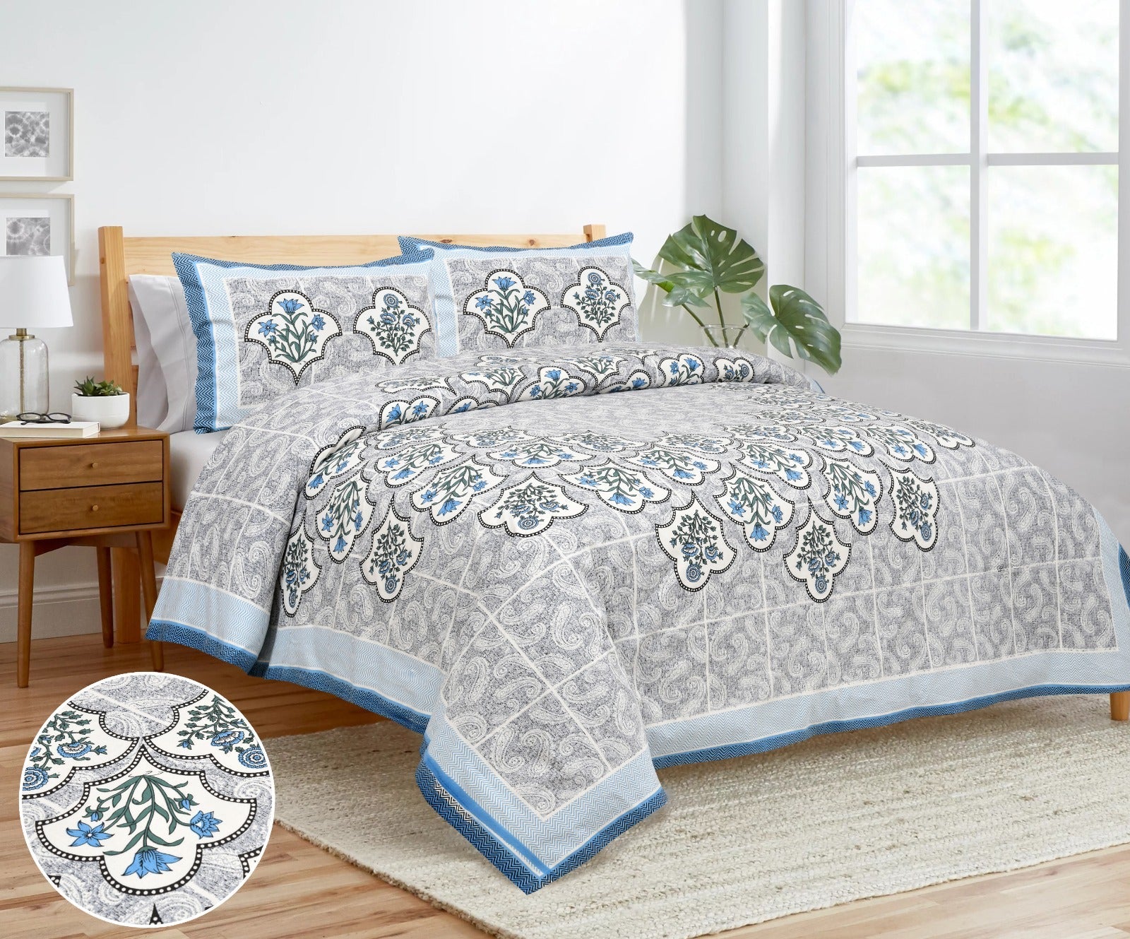 King Size Bedsheet Set in Cotton-Viscose Blend