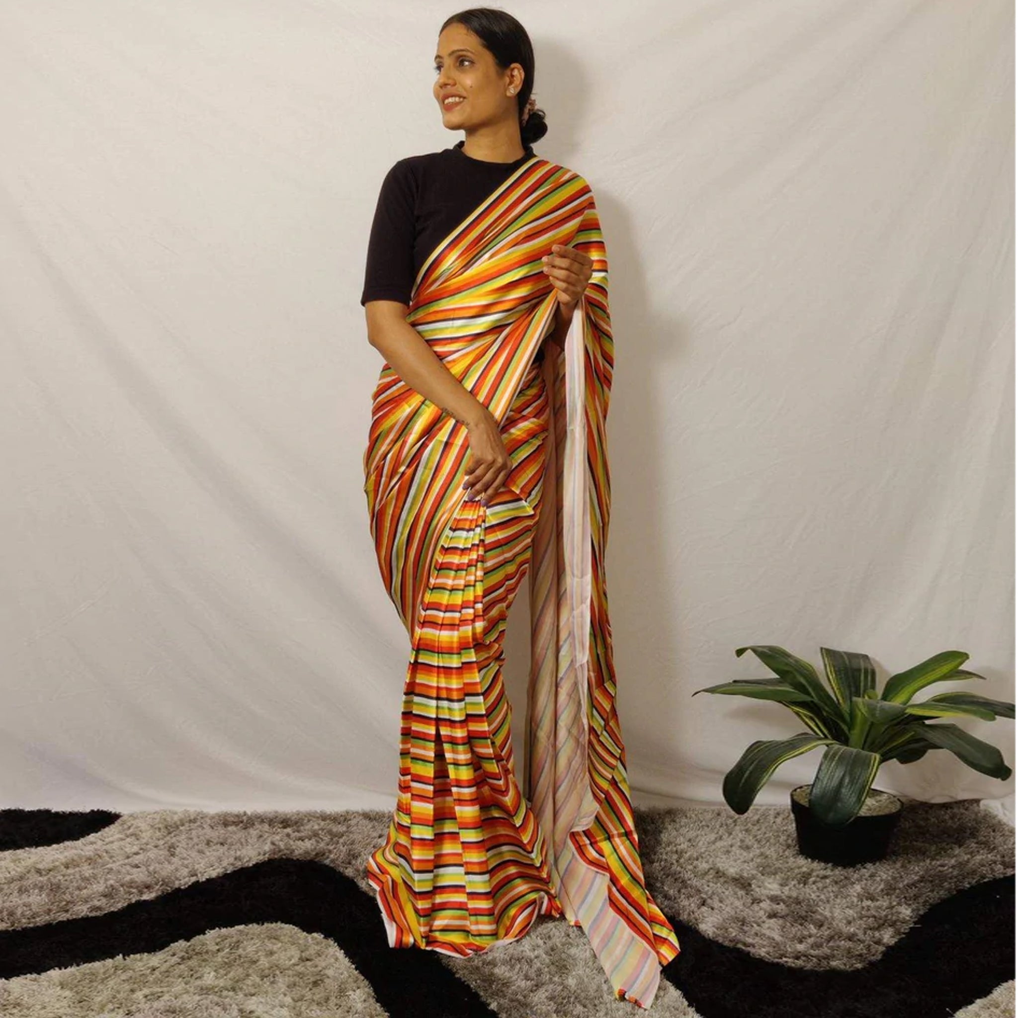 Ready to wear Japan Satin Silk Saree