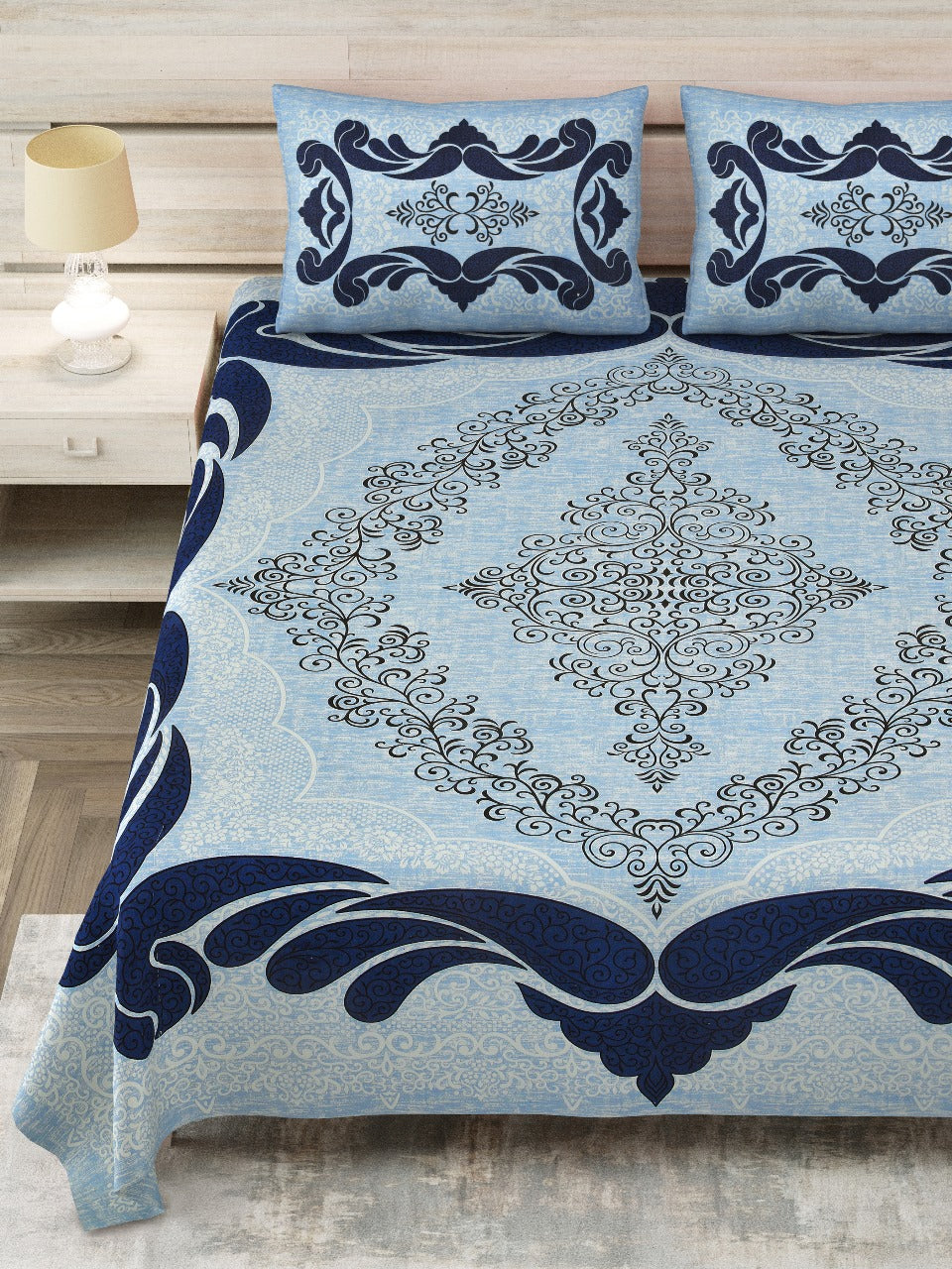 Cotton Viscose Blend Bed Sheet Set - King Size (Includes Pillowcases)