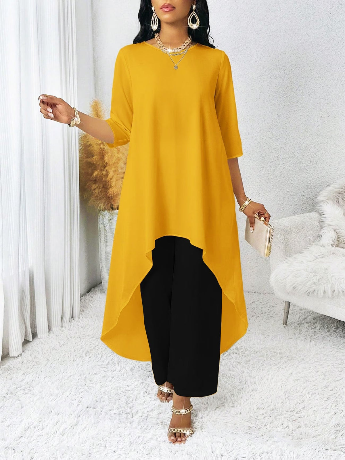 Multi-Color Irregular Hem Dress-Top for Women