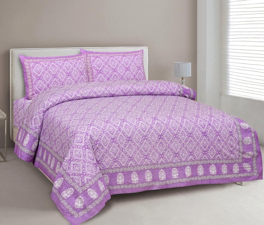 King Size Bed Sheet Set with Zippered Pillow Covers (Cotton-Viscose Blend)