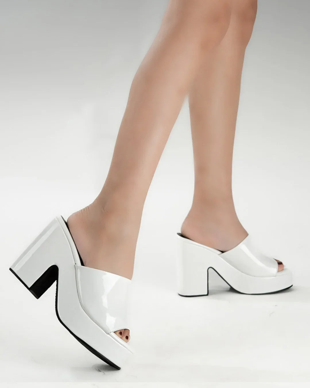 Vintage Peep Toe High Heel Shoes In White