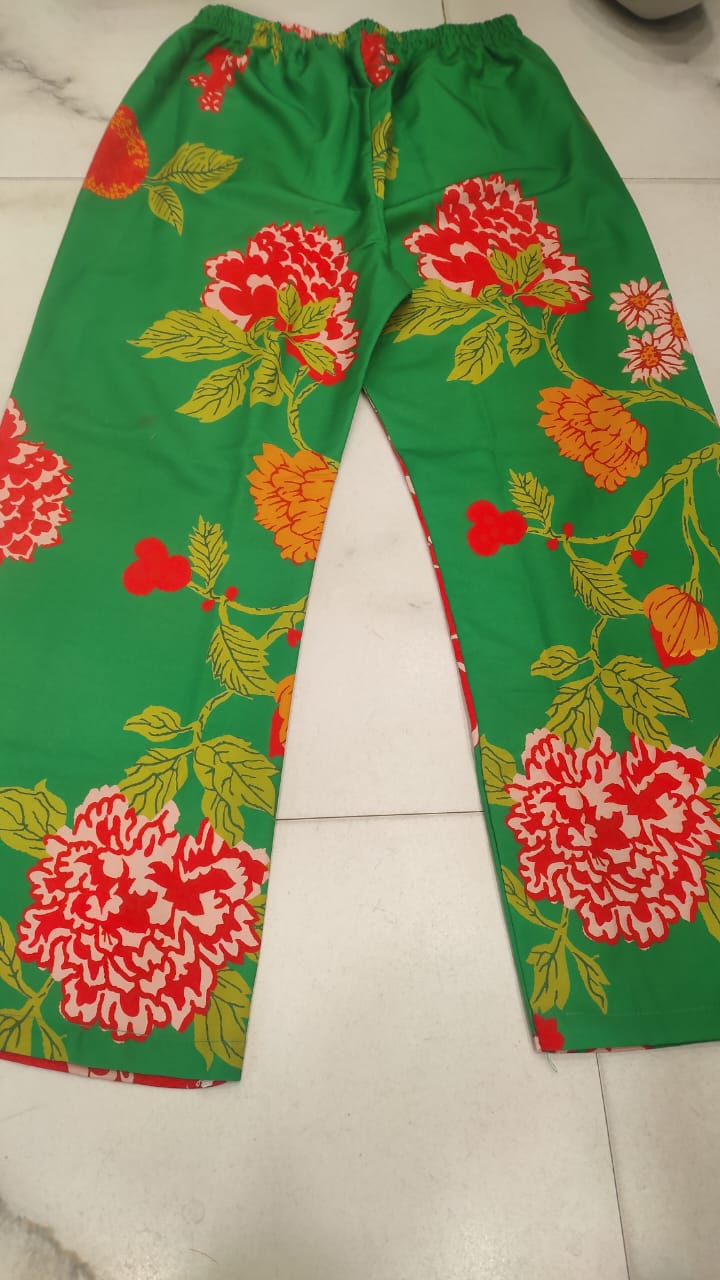 Muslin Digital Print Co-Ord Set – Shirt Collar Top with Dori Pattern Sleeves & Matching Pant