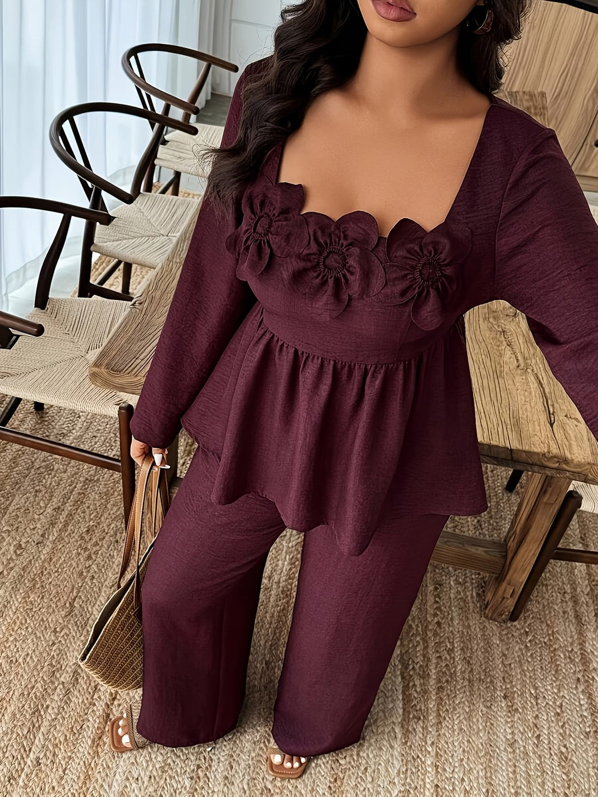 Elegant Floral Ruffle Co-Ord Set