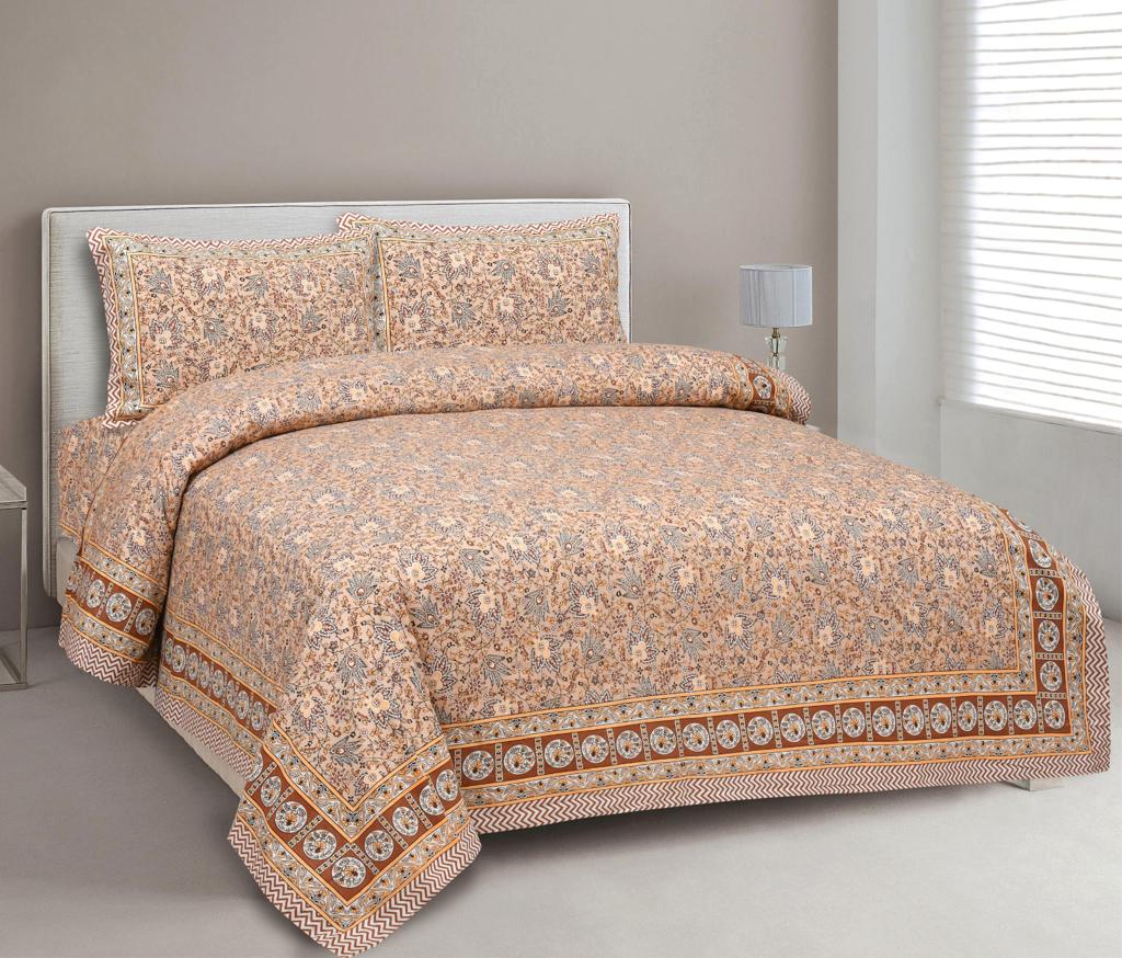 King Size Bed Sheet Set with Zippered Pillow Covers (Cotton-Viscose Blend)
