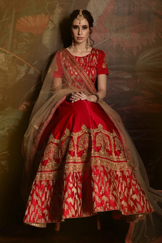 Designer Zari, Stone, Sequence Work Bridal Lehenga Choli With Dupatta