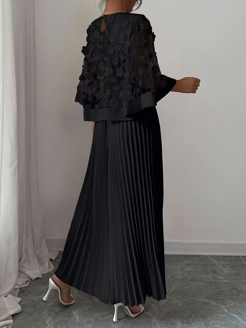 Women’s Elegant 3D Floral Appliqué Dress