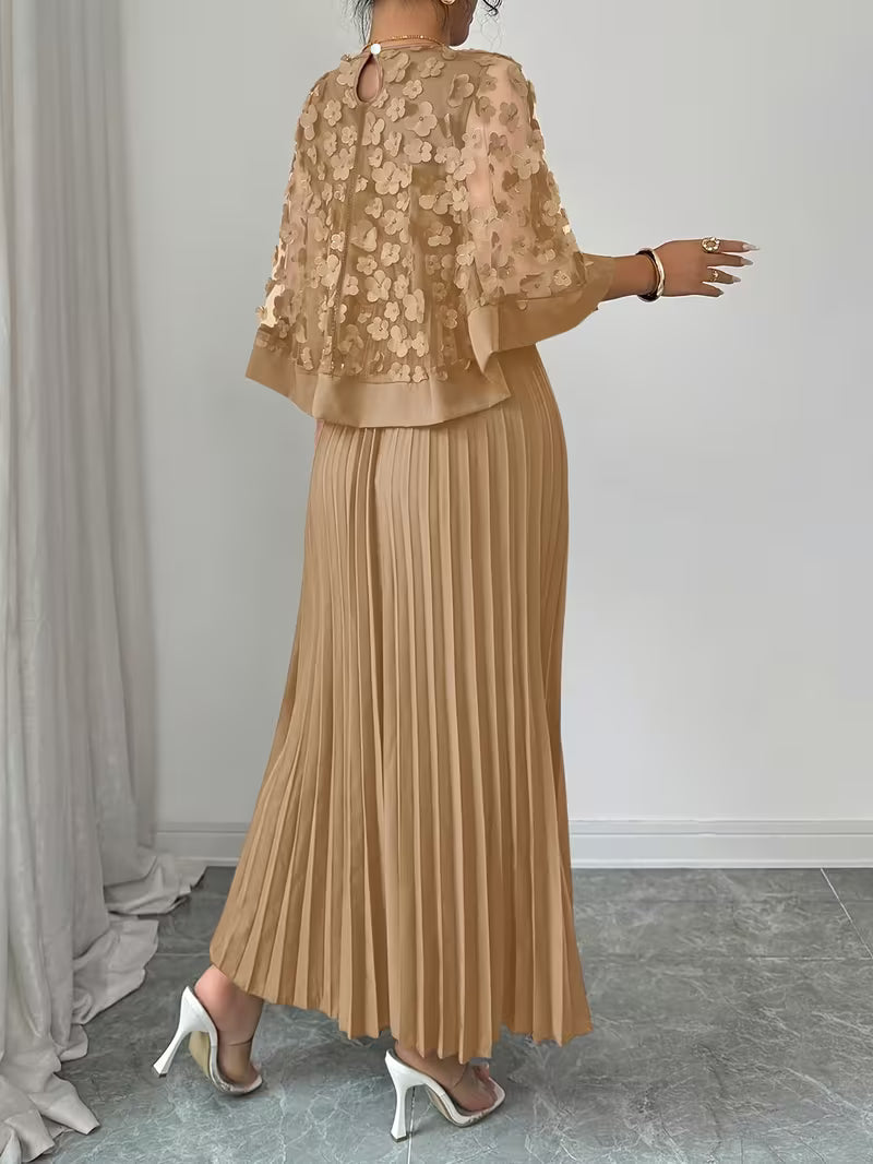 Women’s Elegant 3D Floral Appliqué Dress