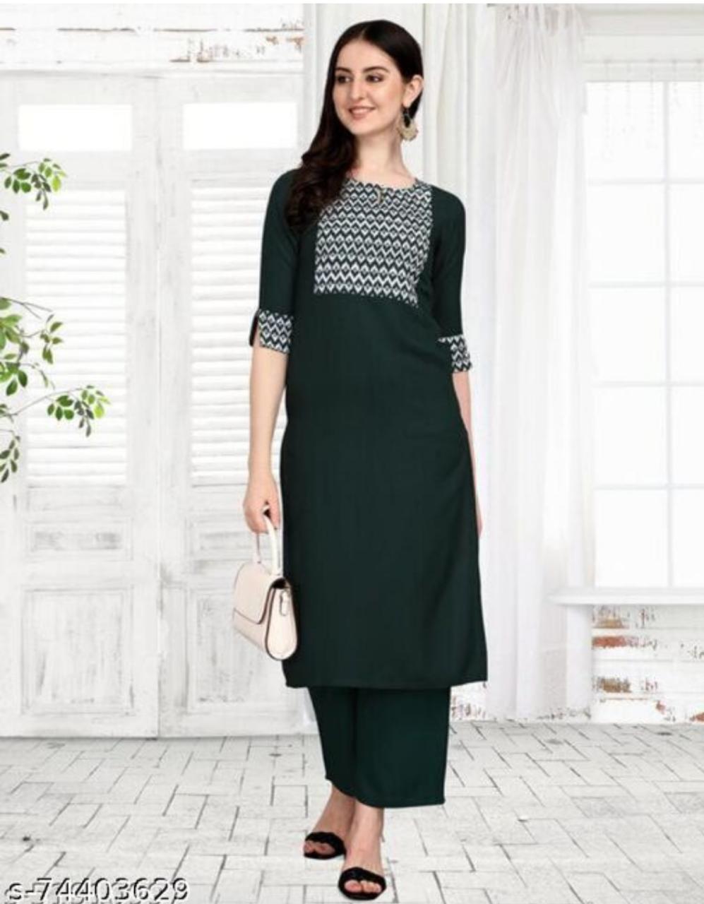 Rayon Printed Kurti with Pant Set