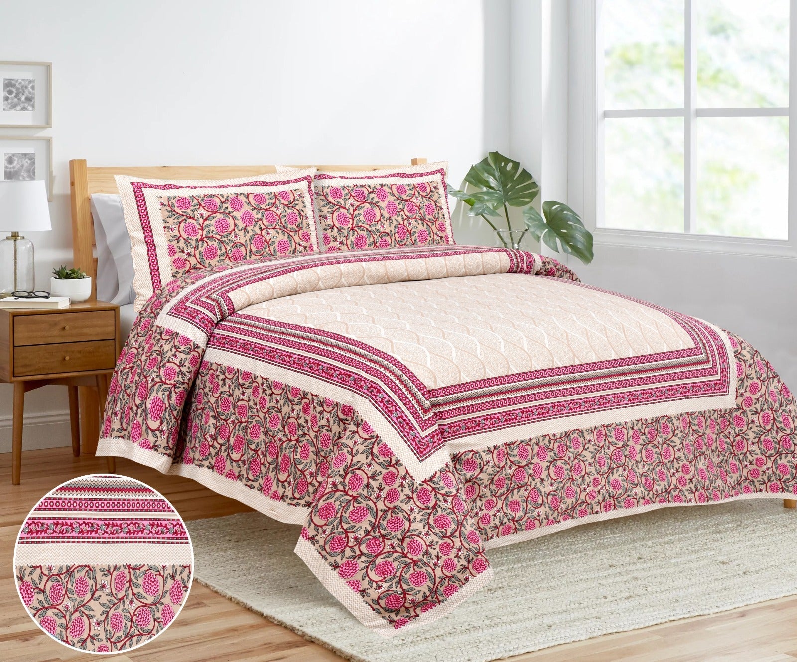 King Size Bedsheet Set in Cotton-Viscose Blend