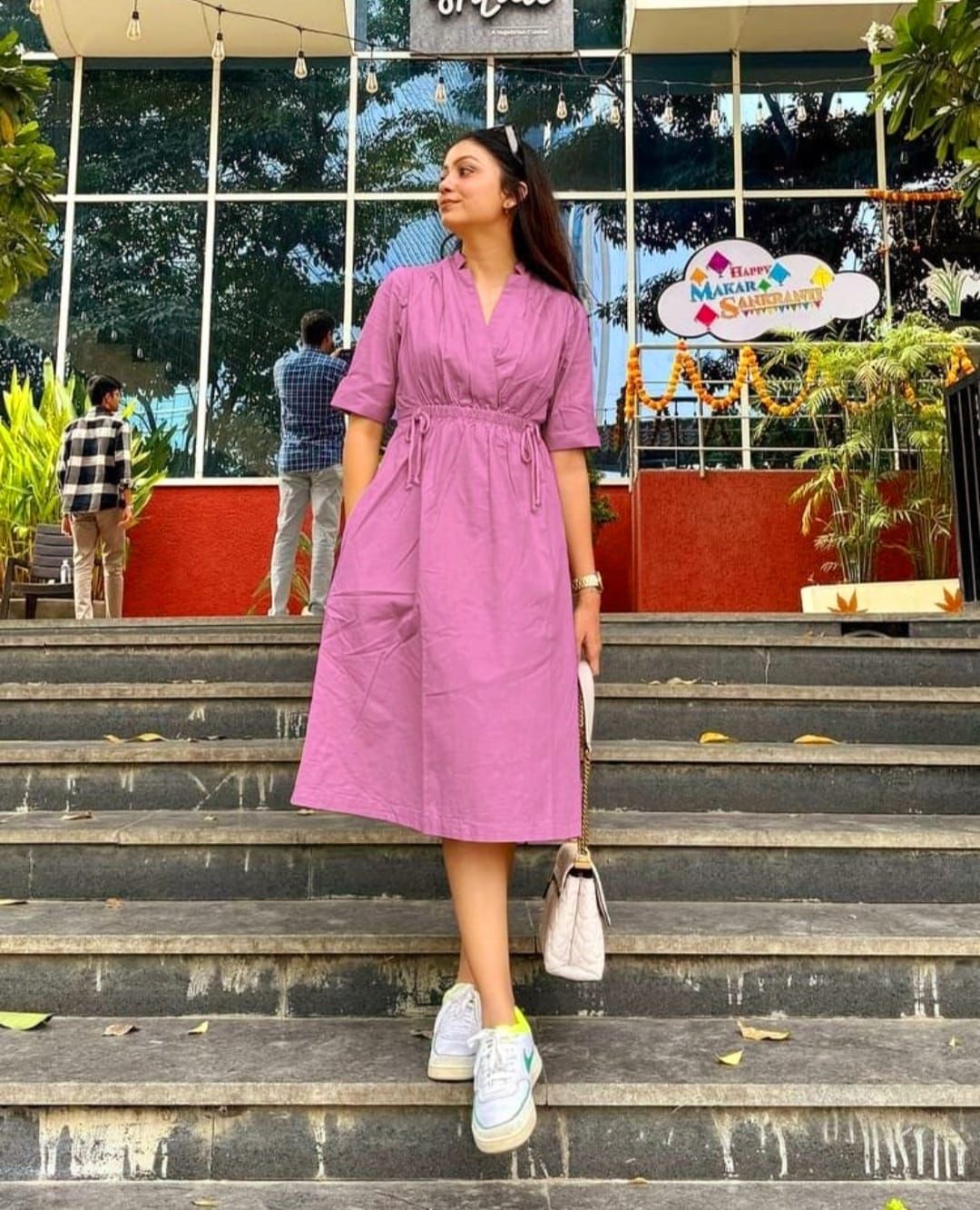 Cotton Slub Kurti with Dori Tussle and Pocket