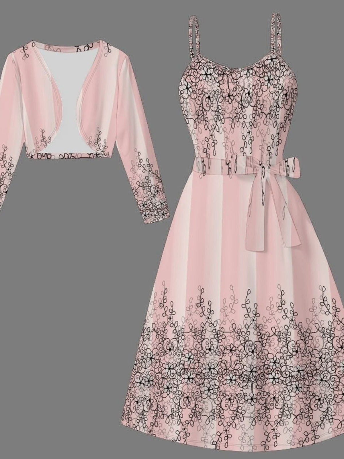 Long Sleeve Round Neck Top with Belt Bow Detail & Matching Skirt | Stylish Spring/Summer Party & Occasion Wear for Women