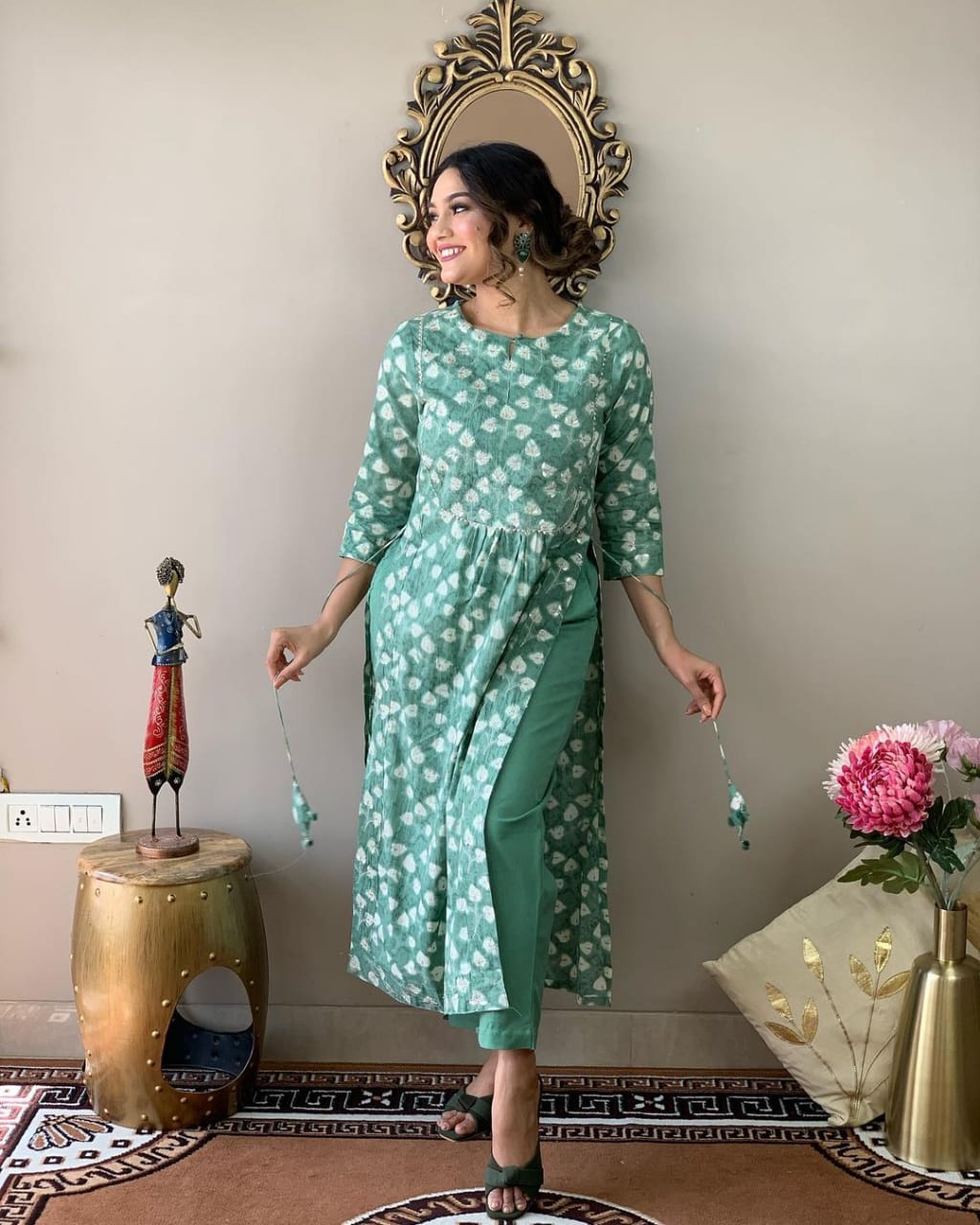 Hand Block Print Cotton Kurta Pant Set