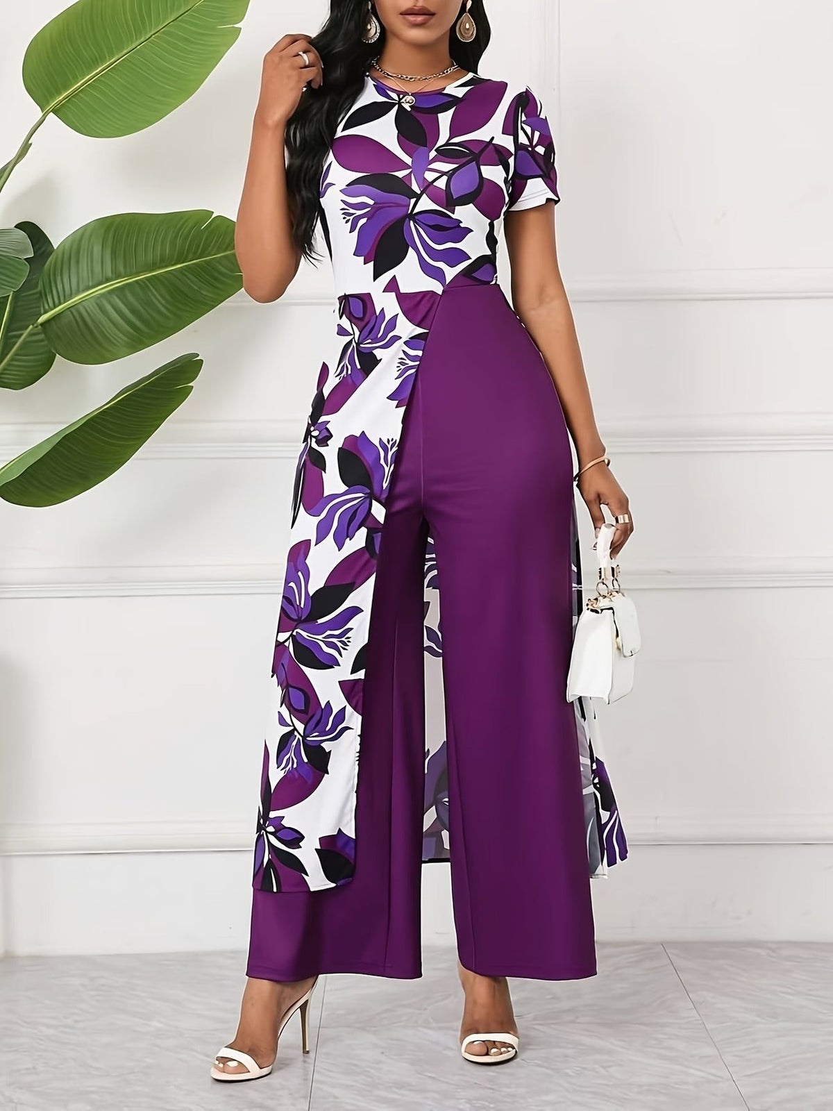 Chic Floral Zip-Front Jumpsuit – Stylish Spring & Summer Party Wear for Women