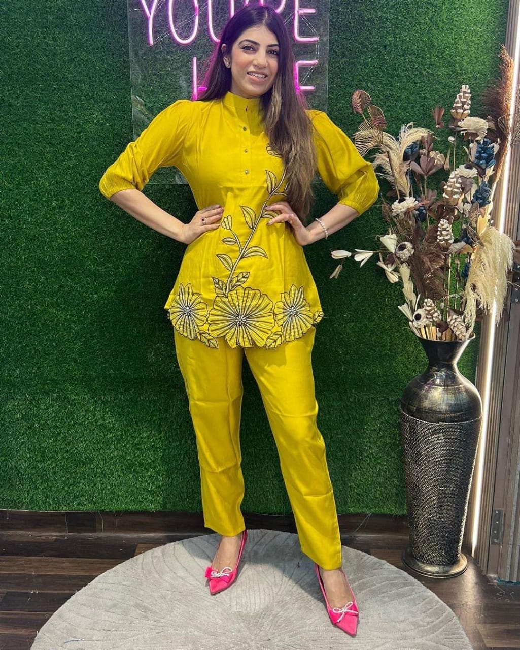 Rayon Co-ord Set with Embroidery Work