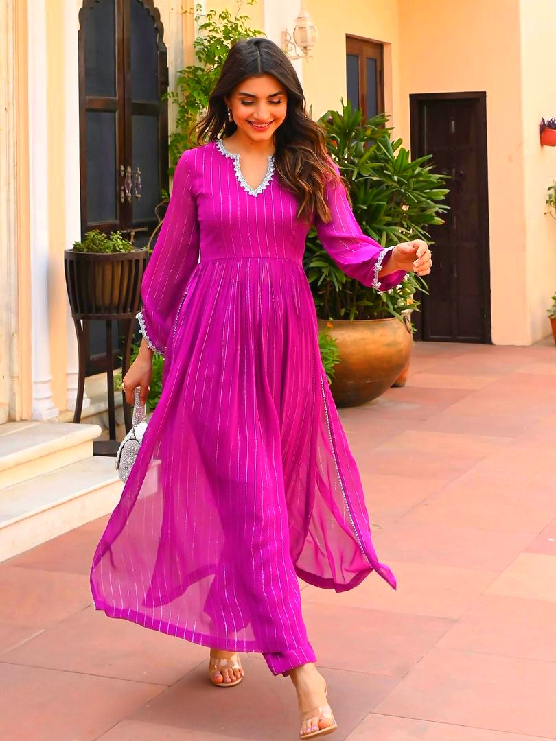 Rani Cotton Lurex Kurti Pant Set with Nayra Cut and Sleeve Work
