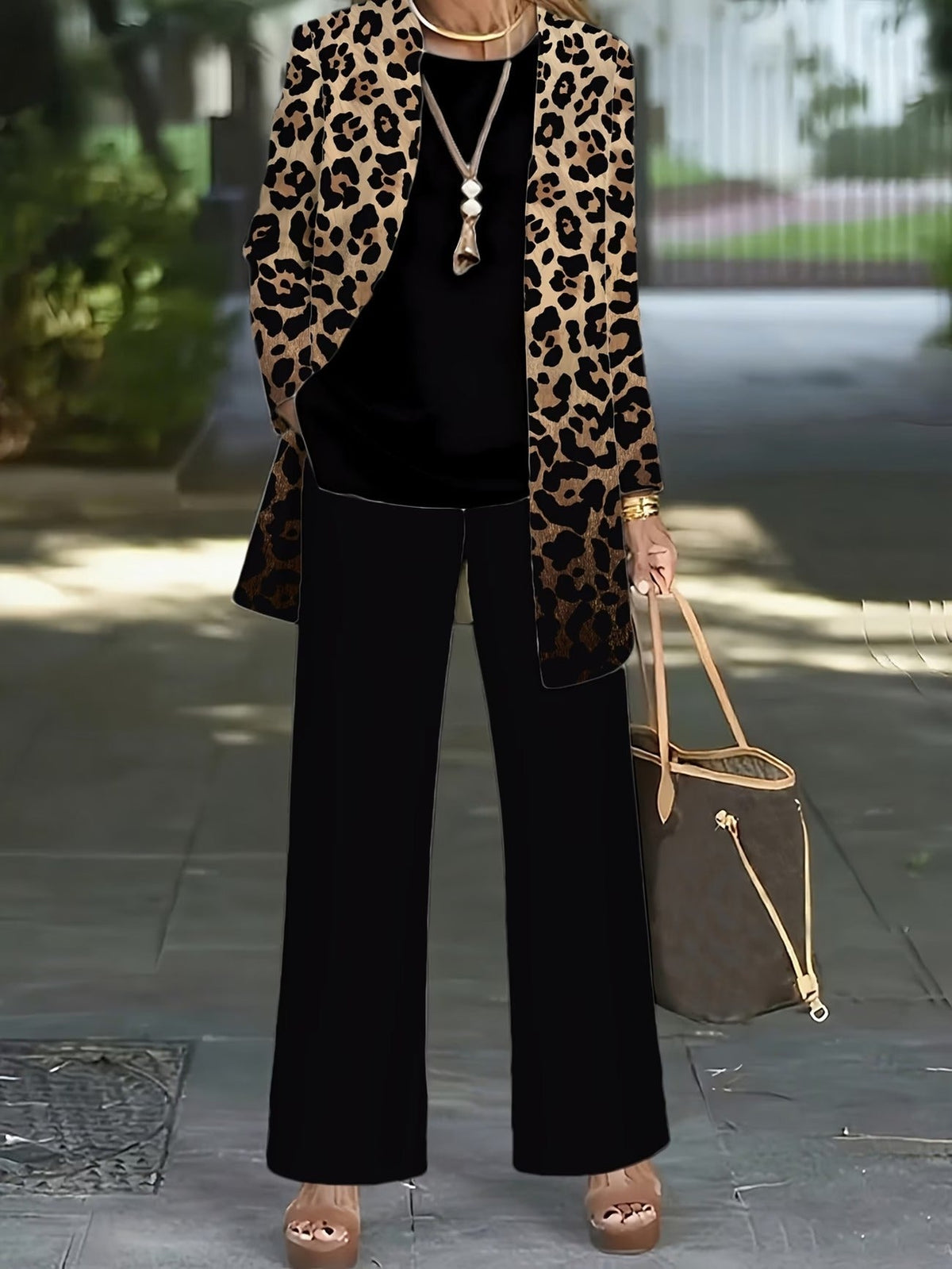 Stylish Long-Sleeve Jacket with Vest & Casual Trousers – Elegant 3-Piece Women’s Outfit Set