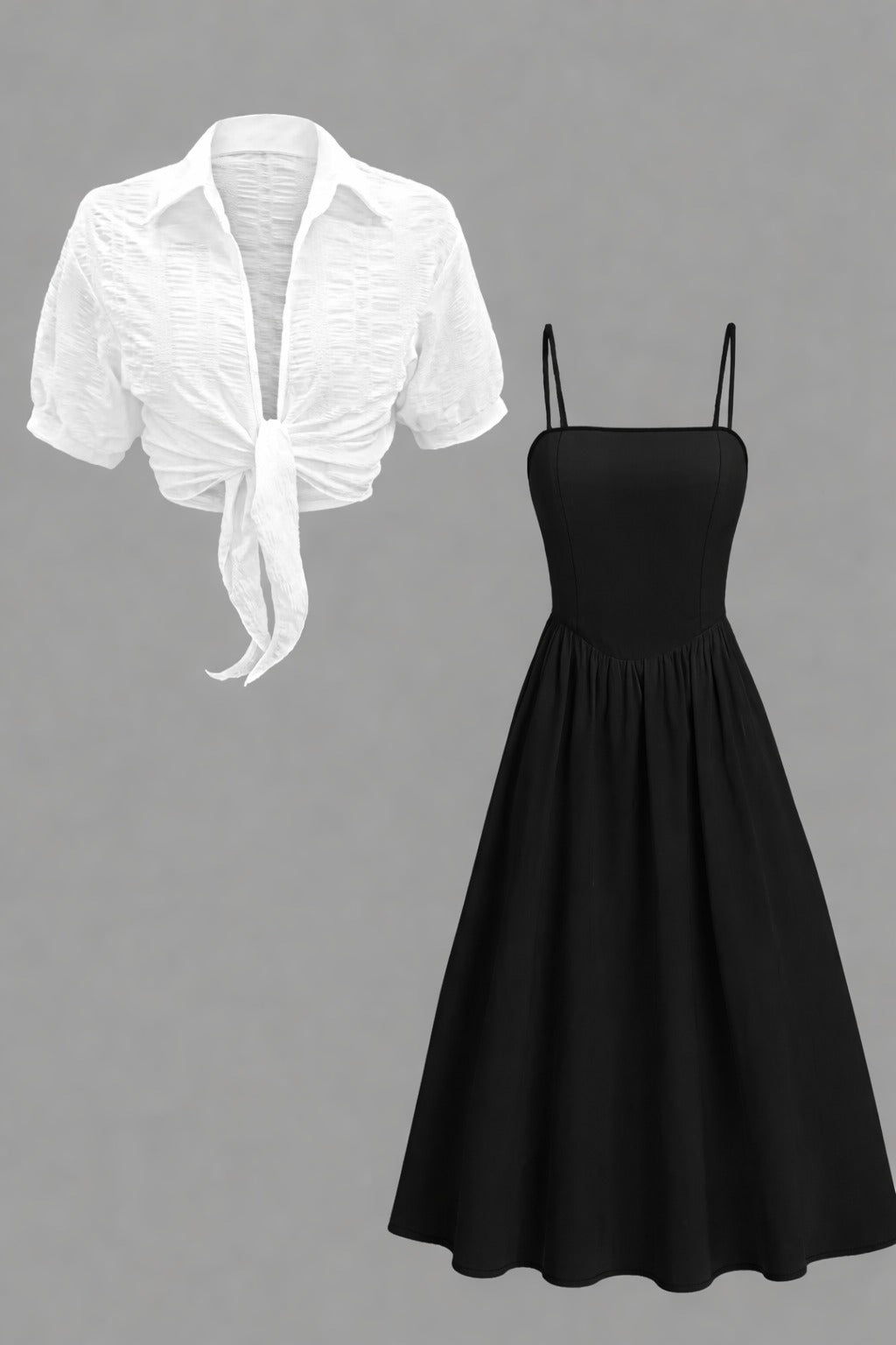 Elegant Solid Long-Sleeve Shirt & Waistline Maxi Skirt Set – Sophisticated Women’s Two-Piece Outfit