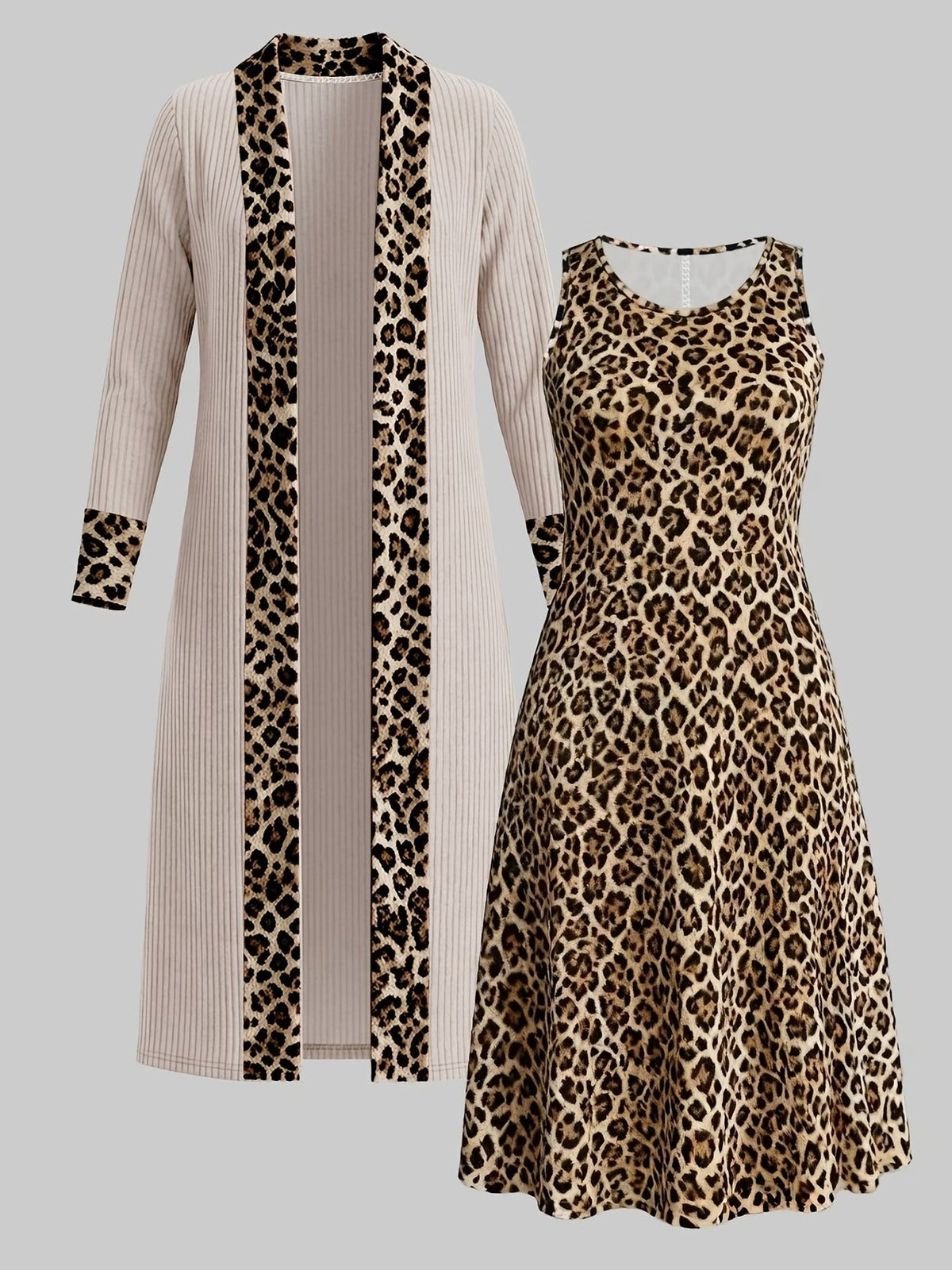 Elegant Floral Suspender Dress Set with Chic Long-Sleeve Blazer