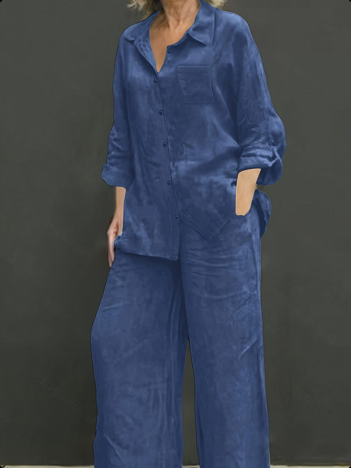 Women’s Linen Two-Piece Co-Ord Set – Breathable Casual Shirt & Comfortable Pants for Spring & Summer