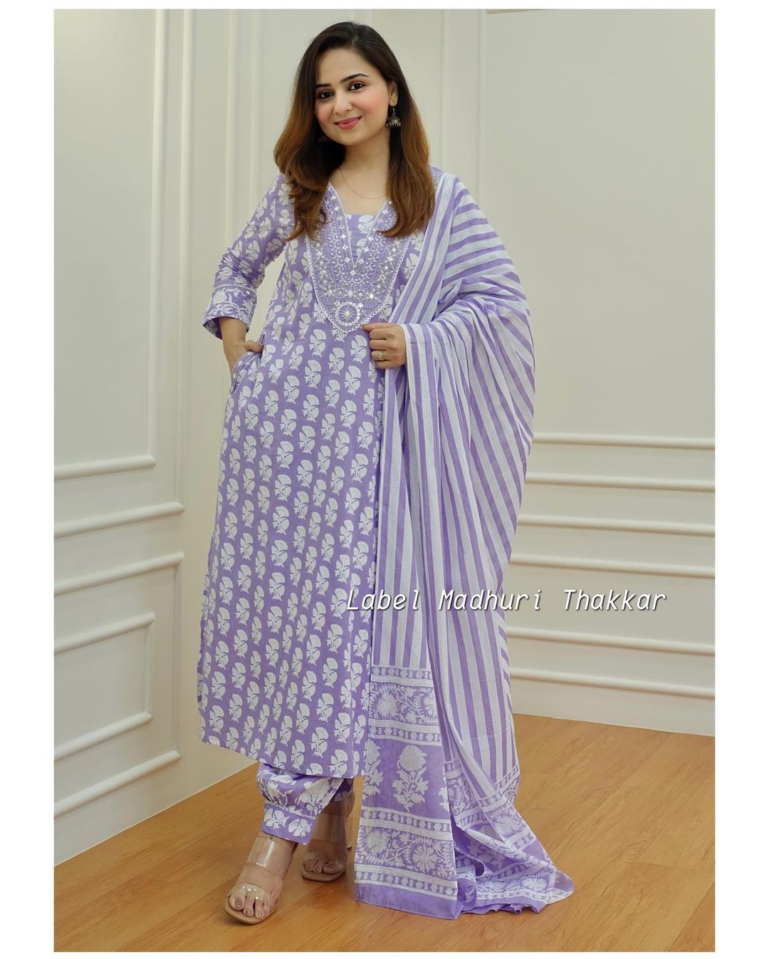 Sanganeri Block Print Cotton Kurta Set with Afghani Pant