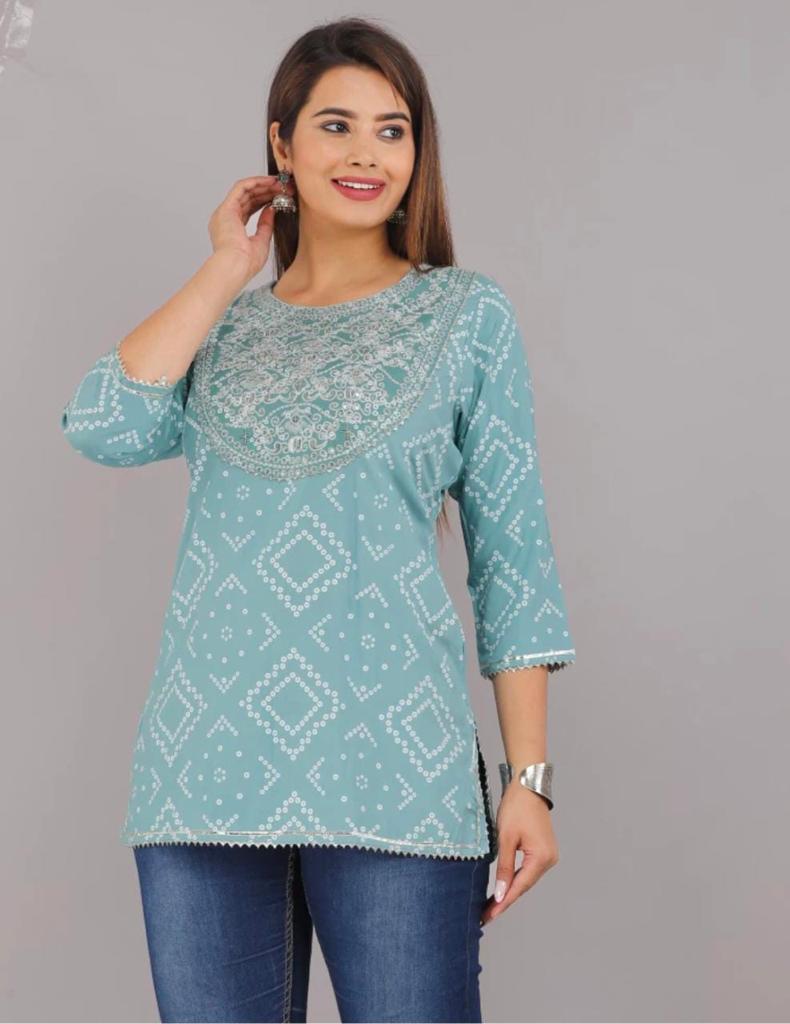 Printed Embroidery Rayon Top - Beautifully Embellished with Intricate Designs