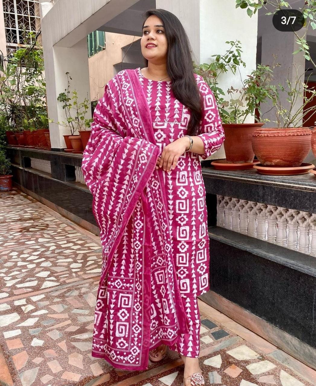 Cotton 60*60 Kurta Set with Sequence Work