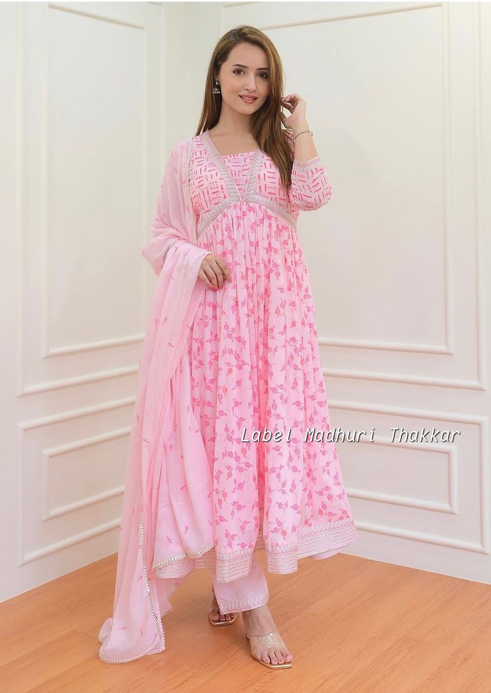 Aalia Cut Kurti Set in Cotton 60X60 Fabric with Embroidery, Adda Work, and Lace Details