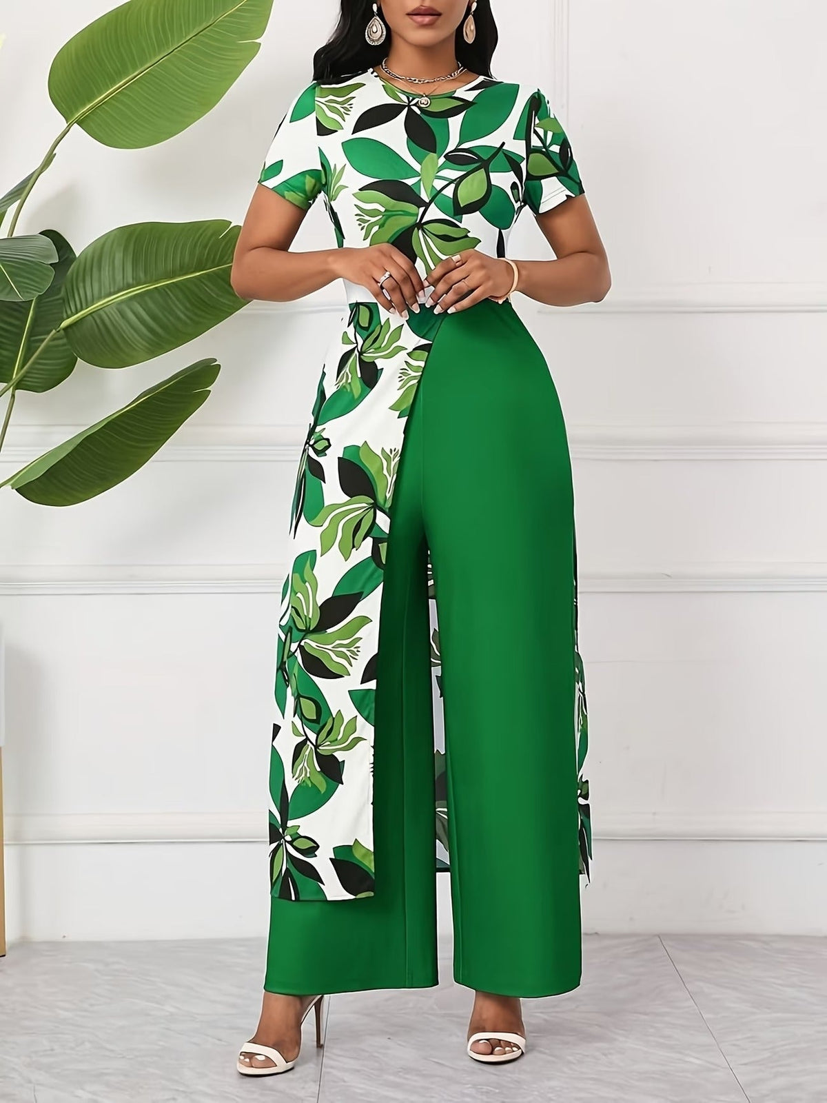 Chic Floral Zip-Front Jumpsuit – Stylish Spring & Summer Party Wear for Women