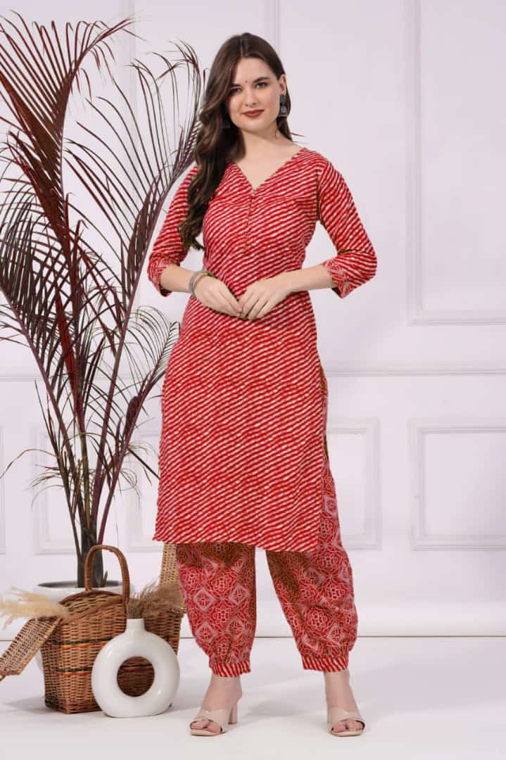 Lahariya Print Kurti with Afghani Pant
