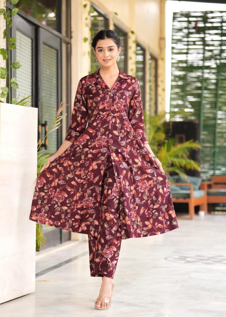 Maslin Foil Print Two-Piece Long Cord Set