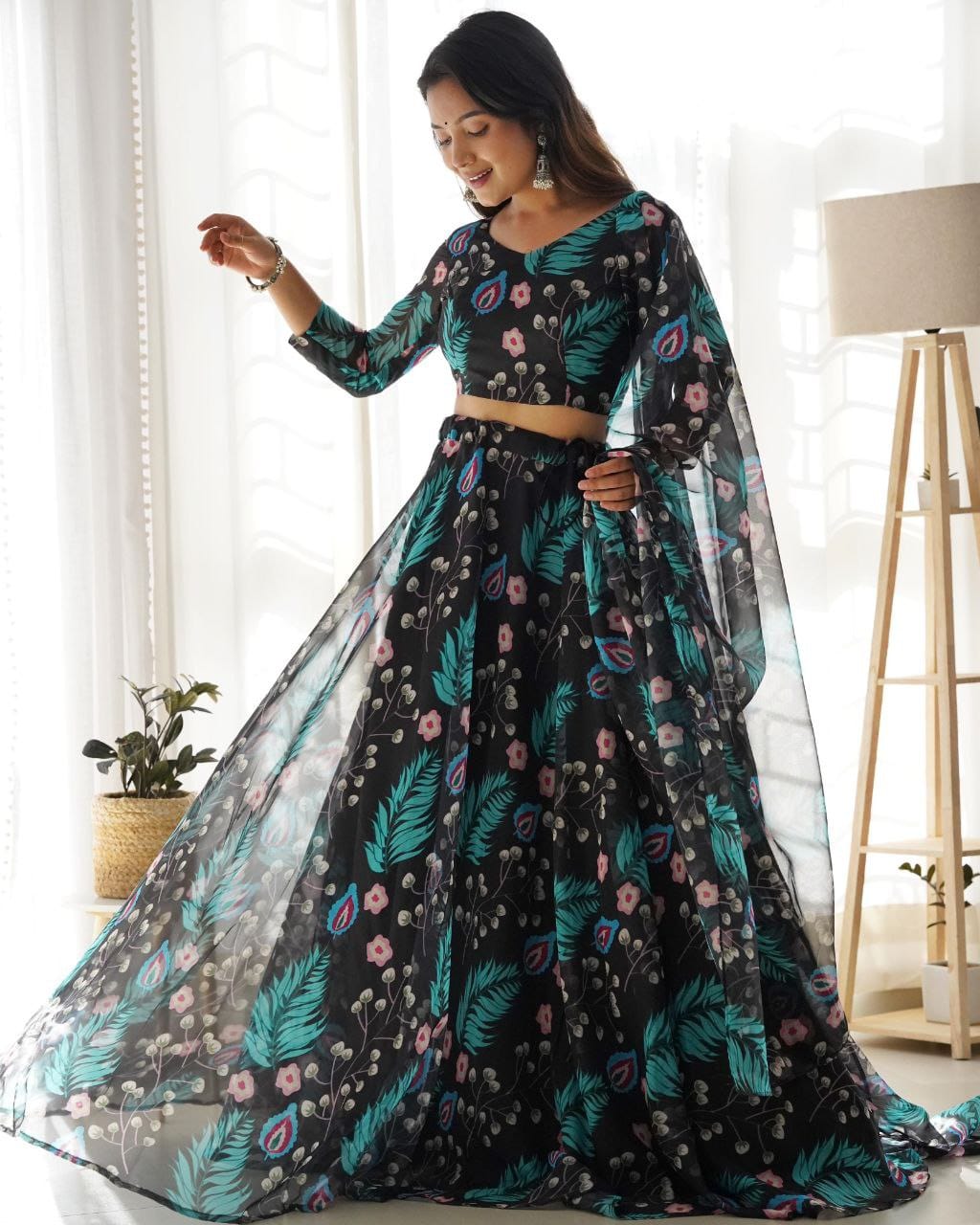Tabby Silk Organza Lehenga Set with Digital Print