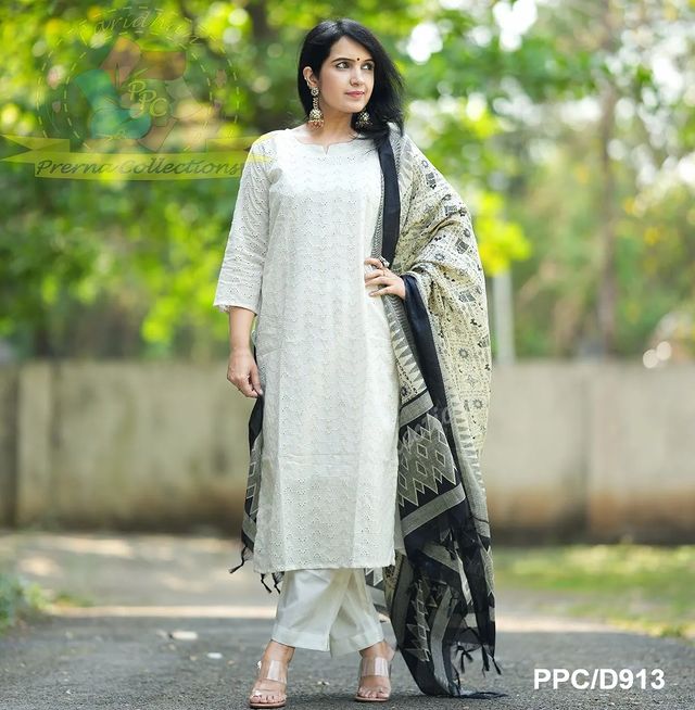 Cotton Chikankari Kurti Set with Dupatta