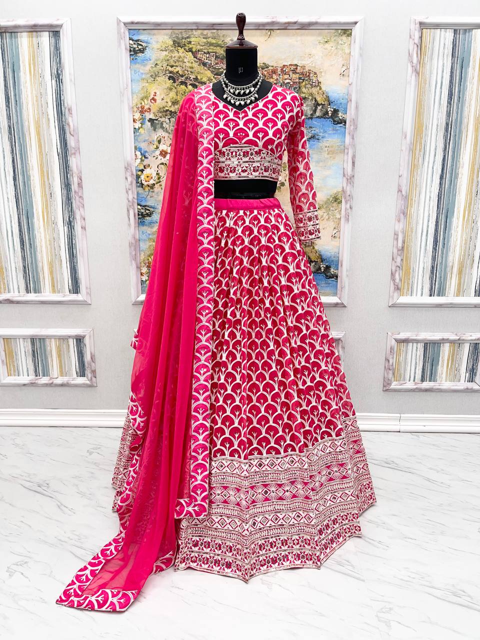 Function Wear Embroidery Sequence Work Pink Color Lehenga Choli
