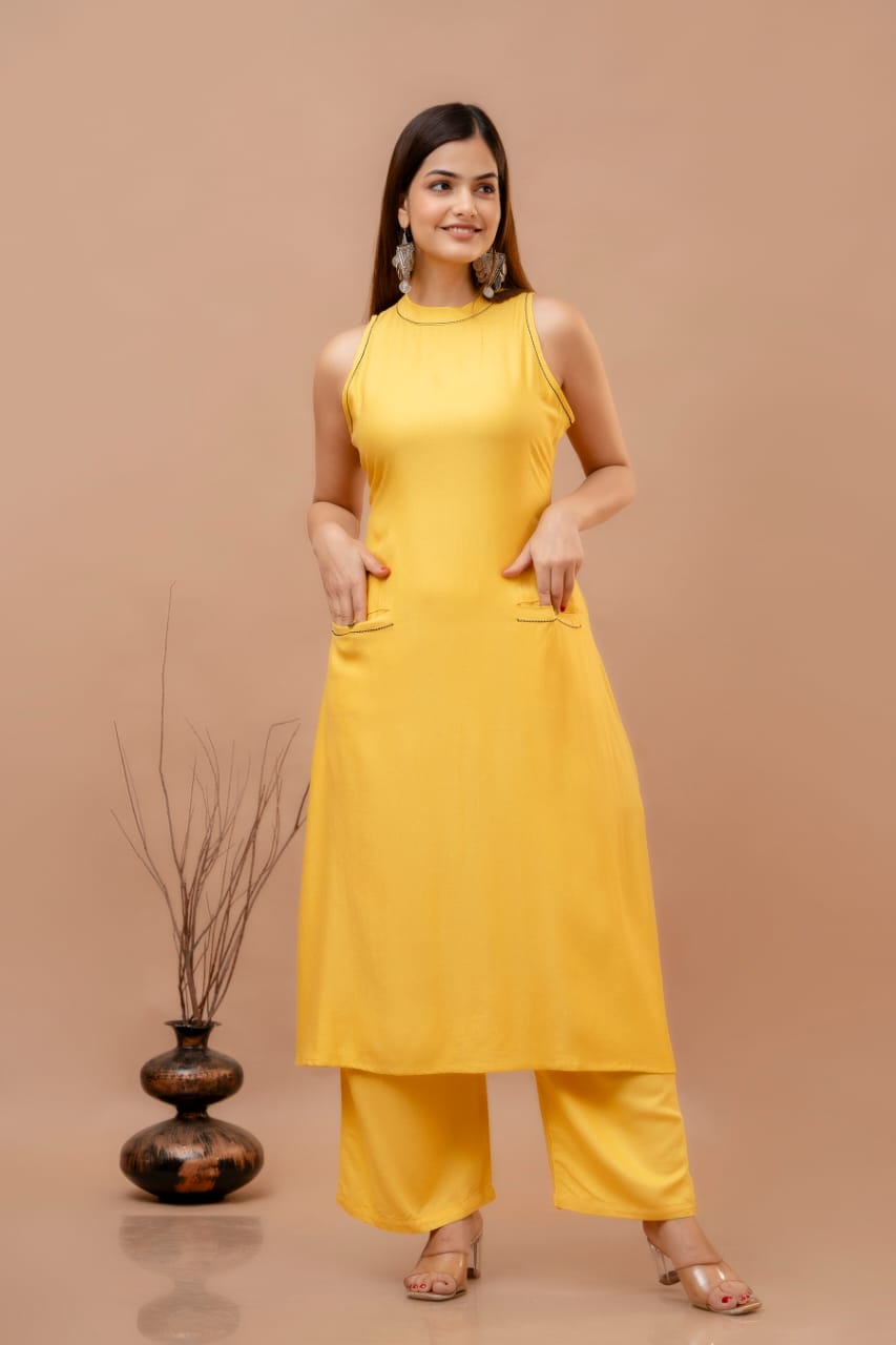 Cotton Dobby Kurti with Palazzo Set