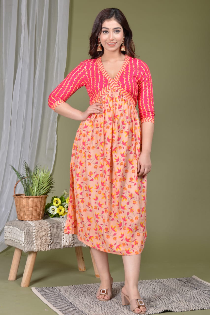 Elegant Rayon Midi Gown with Convenient Side Pocket
