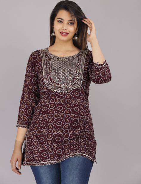 Printed Embroidery Rayon Top - Beautifully Embellished with Intricate Designs